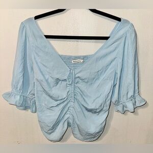 Abercrombie & Fitch Light Blue Ruched Blouse